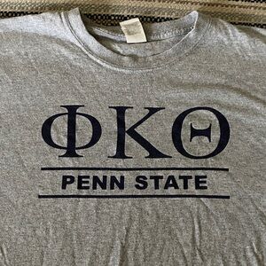 Penn State PSU Phi Kappa Theta Phi Who fraternity Gray T-Shirt